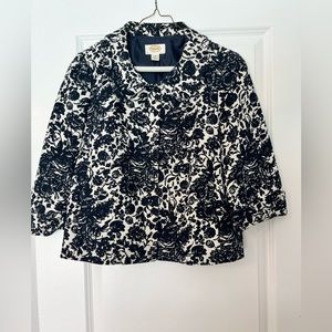 Talbot Petites Navy & White floral print 3/4 sleeve Blazer Jacket